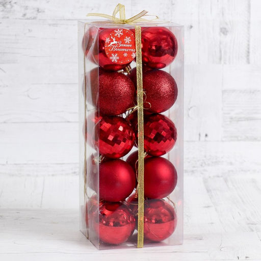 Ёлочные игрушки Томирис, шары новогодние, набор d=6 см, 20 шт., красный - Зимнее волшебство фото 2