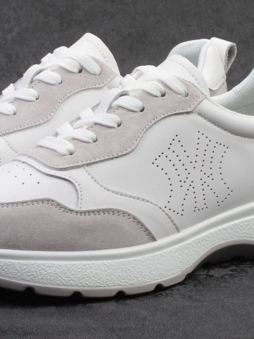 03-YC527-2 WHITE/GRAY Кроссовки женские (натуральная кожа)