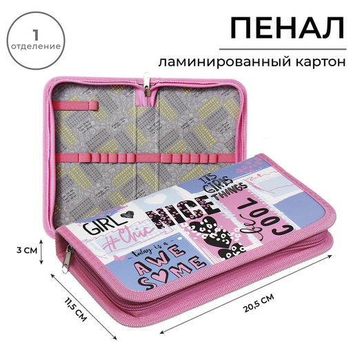 Пенал школьный, 1 секция, 11.5×20.5×3 см, Nice