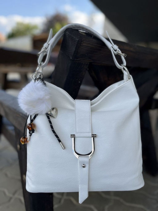 Женская сумка хобо из эко кожи 007 Белый - Cidirro фото 2