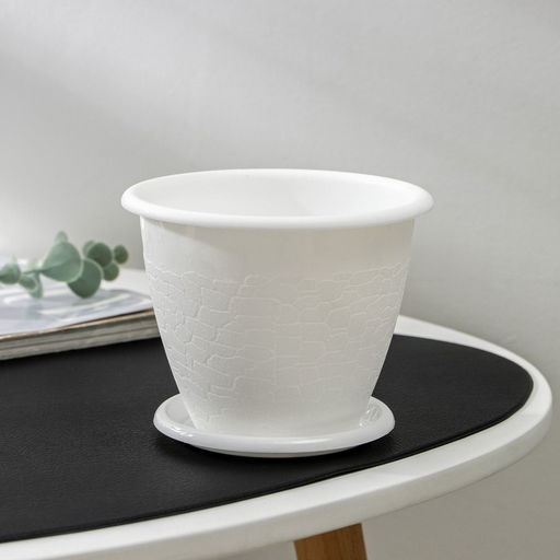 Цена за 3 шт. Горшок для цветов с поддоном «Розалия», 800 мл, белый