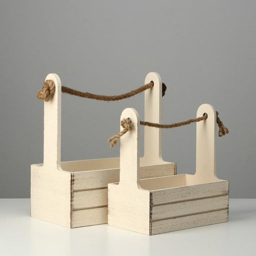 Набор кашпо деревянных 2 в 1 (25.51530; 201223) Прованс, бежевый - Дарим красиво фото 2