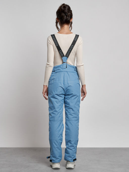 Полукомбинезон утепленный женский зимний горнолыжный голубого цвета 7601Gl - Colannia фото 20