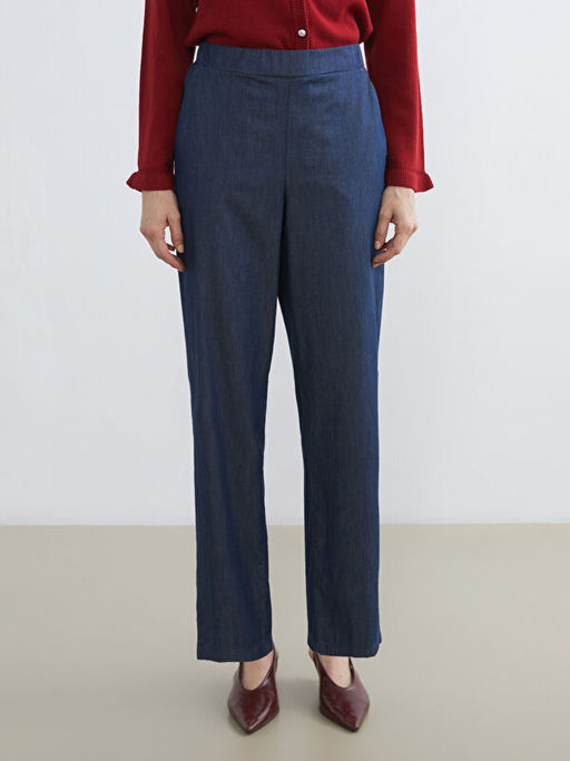 Beli Lastikli Straight Fit Kad?n Jean Pantolon