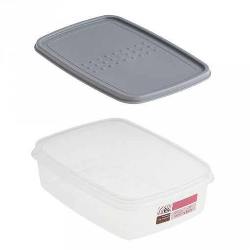 "PATTERN FLEX" Контейнер для продуктов пластмассовый 1,3л, 20,2х15х6см, прямоугольный, с гибкой крышкой, пепельный жемчуг, подходит для СВЧ (Россия)