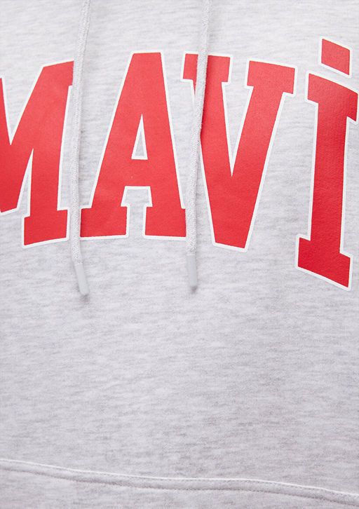 Mavi Logo Bask?l? Kapusonlu Gri Sweatshirt  фото 7