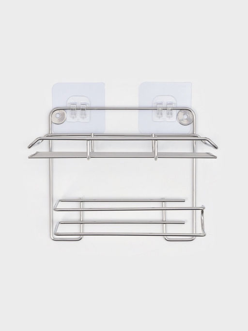 Держатель для туалетной бумаги с полочкой, 19×10×14.5 см, хром