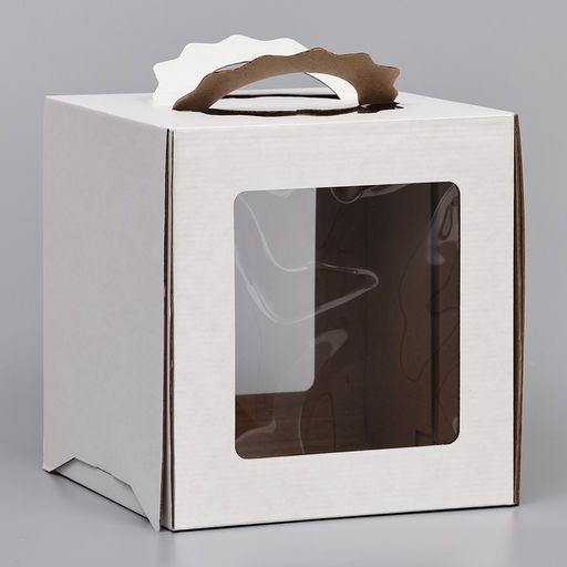 Цена за 5 шт. Кондитерская упаковка Квадрат, 2 окна, белая, 26 х 26 х 28 см - UPAK LAND фото 5