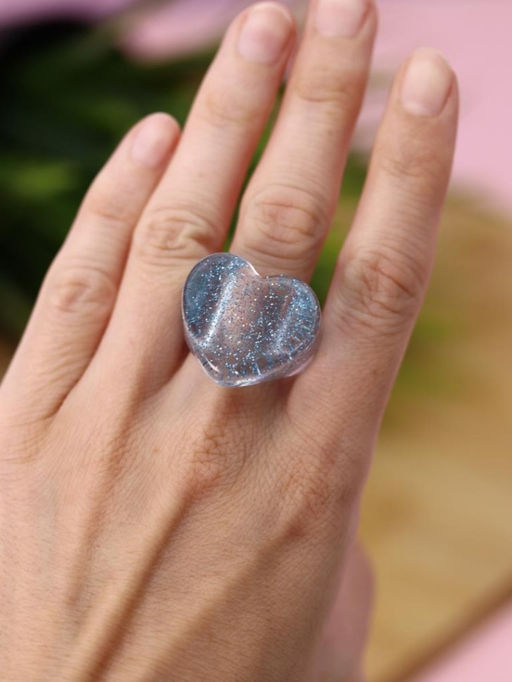 Кольцо акриловое GIRLY "Blue heart", blue (d=1,7 см)