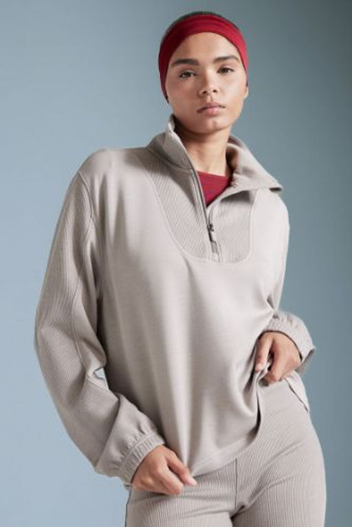 DeFactoFit Oversize Genis Kal?p Dik Yaka Fermuarl? Modal Sporcu Sweatshirt