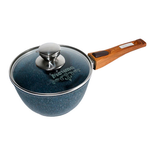 Ковш 1.7л со съемной ручкой и стеклянной крышкой АП "Premium" (blue) арт. 082903 /МЕЧТА/