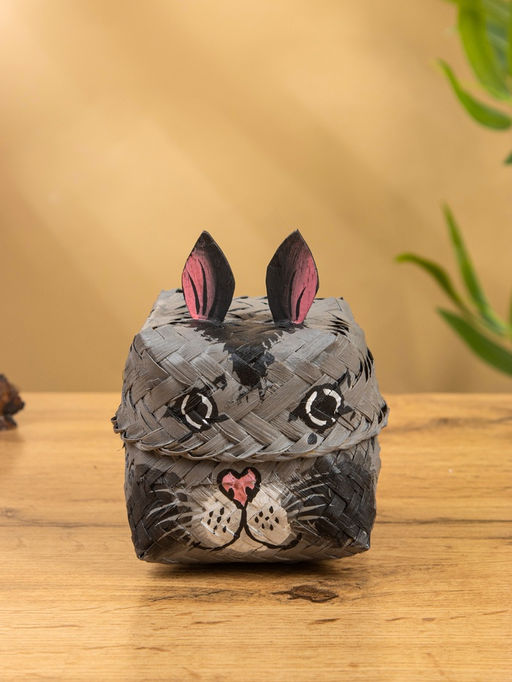 Корзинка «Кот», 8×8×13 см, бамбук, серая