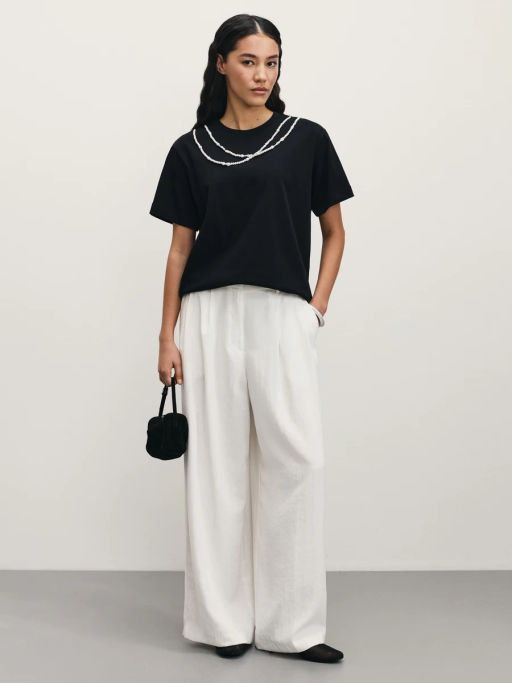 Футболка с декоративными бусами / Zarina  фото 2