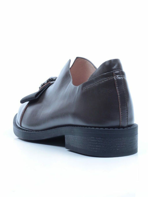 03-DA75-4 DARK GRAY Лоферы женские (натуральная кожа)