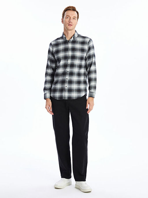 Regular Fit Uzun Kollu Ekose Poplin Erkek G?mlek