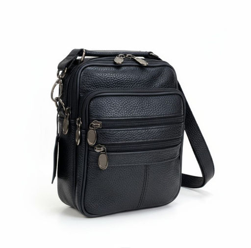 Сумка мужская из натуральной кожи, цвет черный