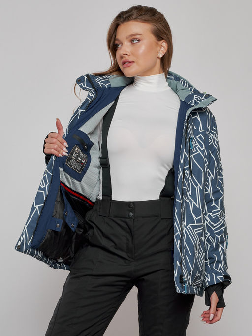 Горнолыжная куртка женская зимняя большого размера темно-серого цвета 2270-1TC - Chunmai фото 10