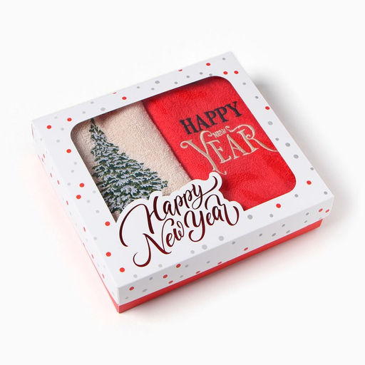 Набор полотенец «Этель. Снежная ель» 30×60 см - 2 шт., 100% хлопок, 340 г/м²