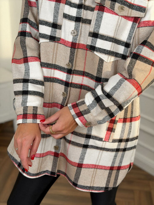 Рубашка DilanaVIP 2127 бежевая клетка