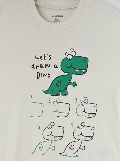 Bisiklet Yaka Dinozor Bask?l? Erkek ?ocuk Ti??rt