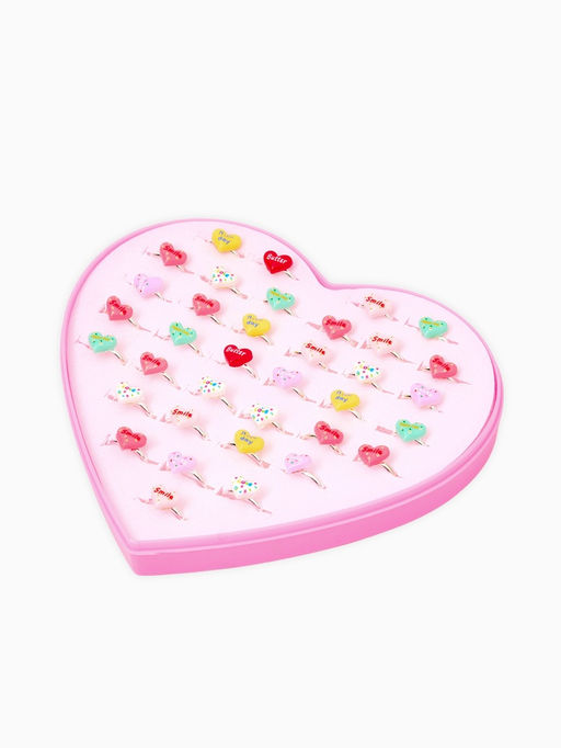 Цена за 36 шт. Кольцо «Выбражулька» тренд, сердце с надписями, б-р, МИКС