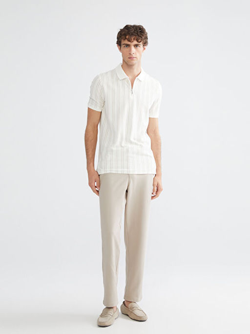 Polo Yaka ?izgili Penye Erkek Ti??rt