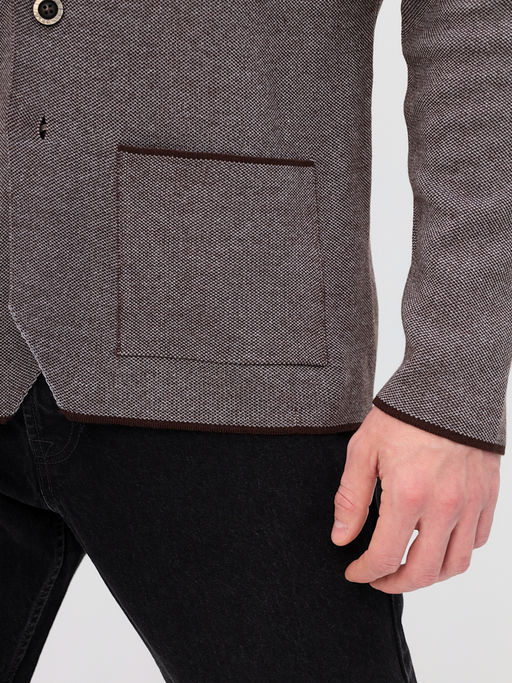 Кардиган мужской GREG G136-KF-жаккард (серый/корич.)