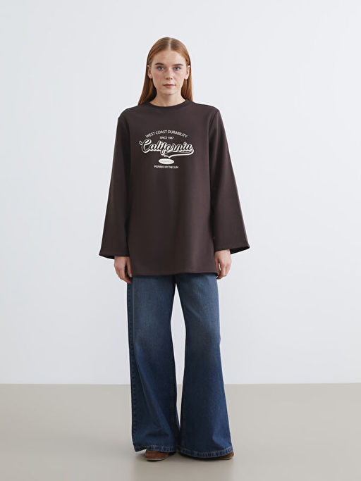 California Bask?l? Kad?n Kal?n Sweatshirt Tunik