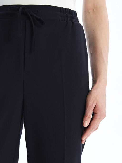 Kad?n Beli Lastikli D?z Pantolon
