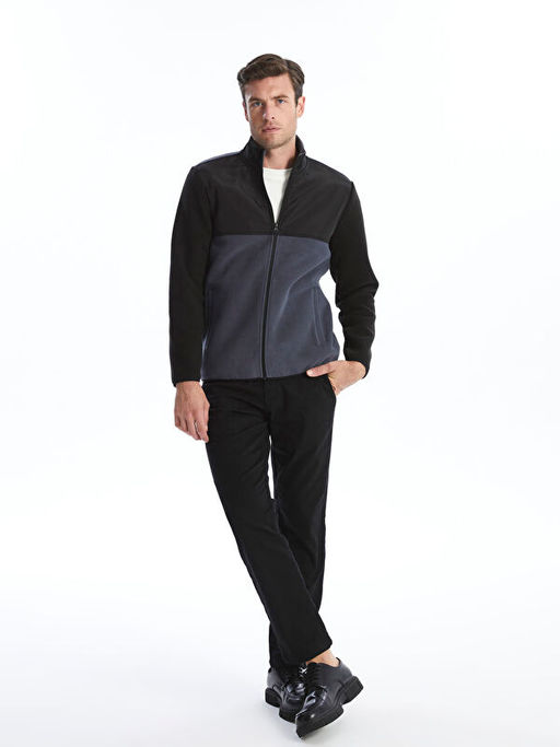 Dik Yaka Uzun Kollu Polar Erkek Fermuarl? Sweatshirt