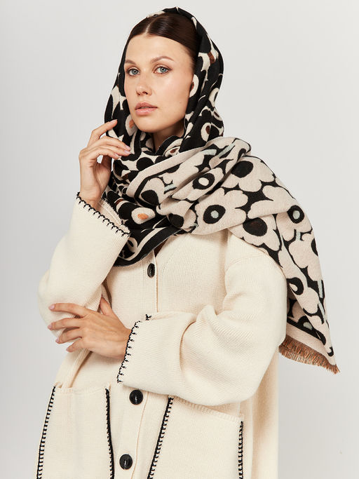 в составе ШЕРСТЬ и КАШЕМИР Большой, мягкий, теплый двусторонний палантин - Tantino фото 5