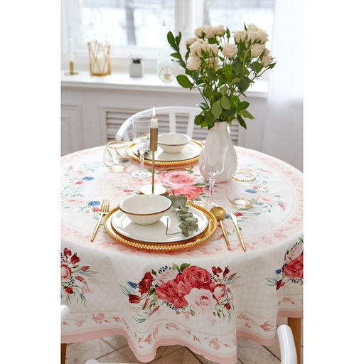 Скатерть круглая Этель Розы d=220 см, 100 % хлопок  фото 3