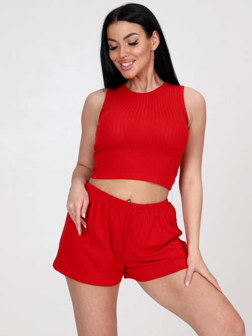 435 ЖЕНСКАЯ ПИЖАМА (шорты) (Красный) - А-дина фото 3