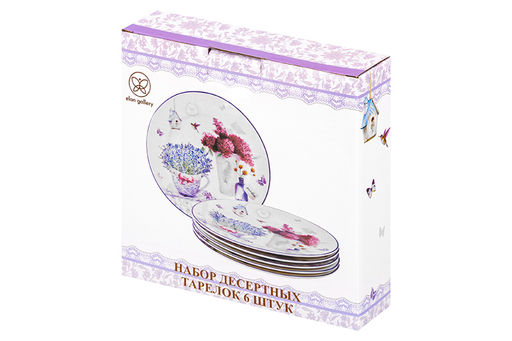Набор тарелок для десерта 6 пр. 19*19*2 см Лаванда, NEW BONE CHINA - Elan gallery фото 5