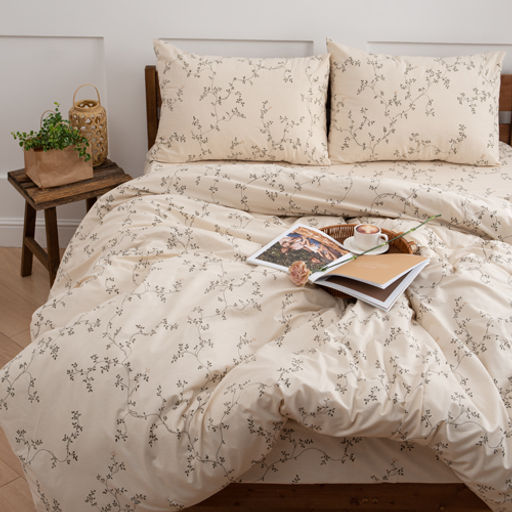 КПБ Чистый хлопок 2,0 спальный с европростыней, наволочки 50х70, поплин, 100% хлопок, Вивьен Пододеяльник 177х215 с прорезью, простыня классическая 215х240 подшита с 4-х сторон, наволочки 50х70 с клапаном - 2 шт - Традиция фото 2