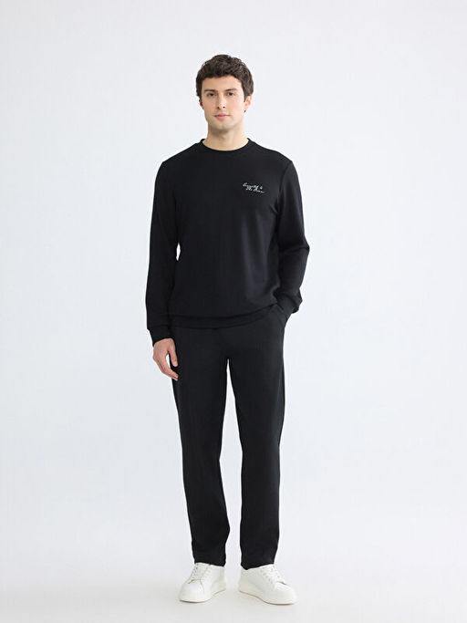 Bisiklet Yaka Nak??l? Erkek Sweatshirt