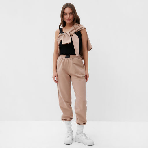 Костюм женский спортивный (толстовка, брюки) MIST, размер 48-50, бежевый