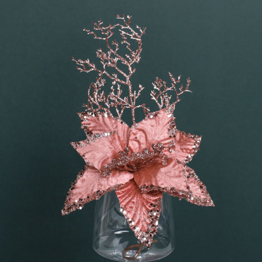 Цветок декоративный Пуансеттия розовая / P14 /уп 480/Новый год - Галеонтрейд фото 2