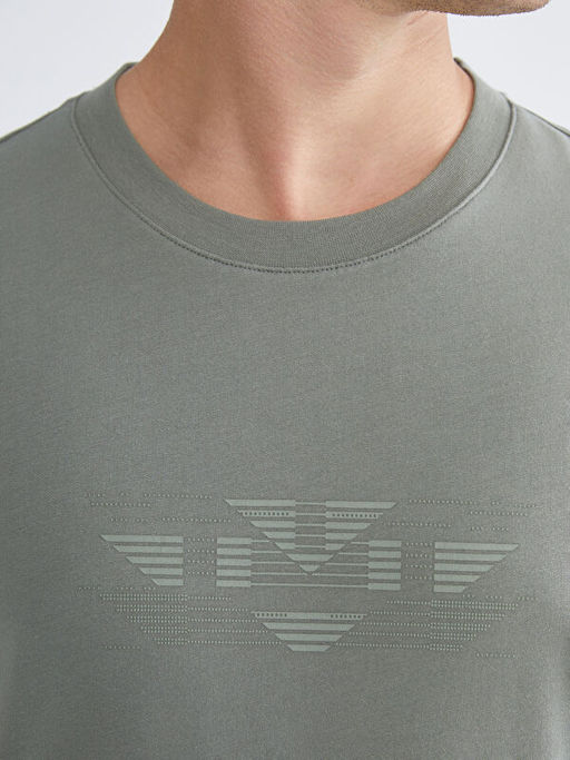 Bisiklet Yaka Bask?l? Erkek Sweatshirt