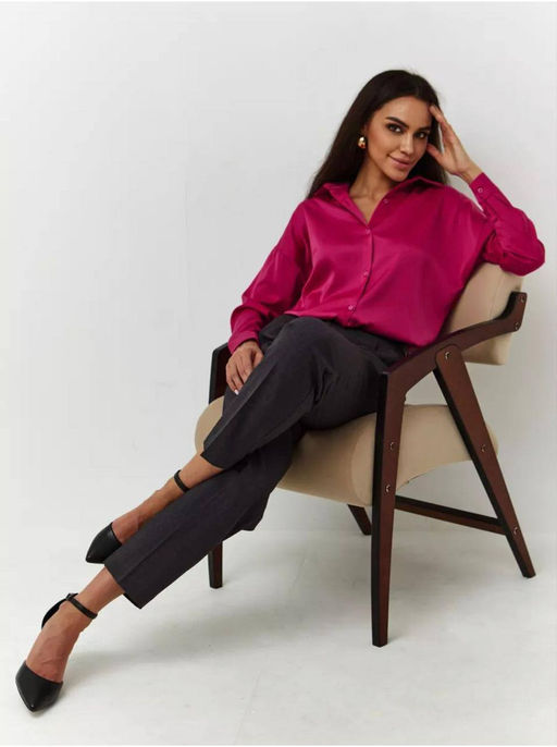 K13299 Блузка атласная ФУКСИЯ