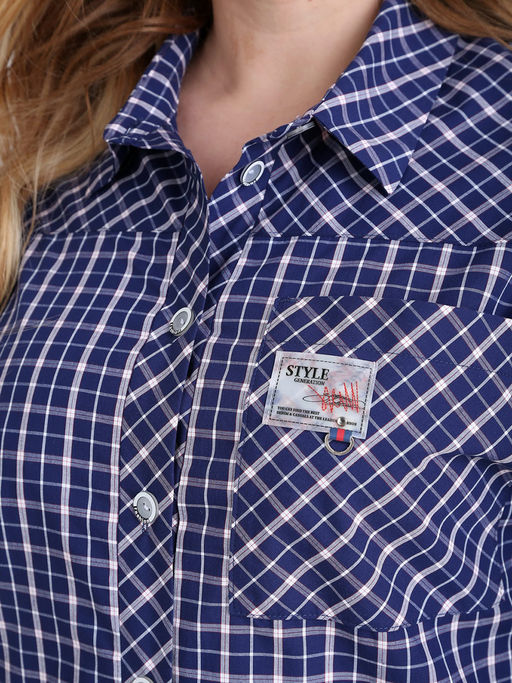 Платье-рубашка летнее в клетку с коротким рукавом - Almond фото 5