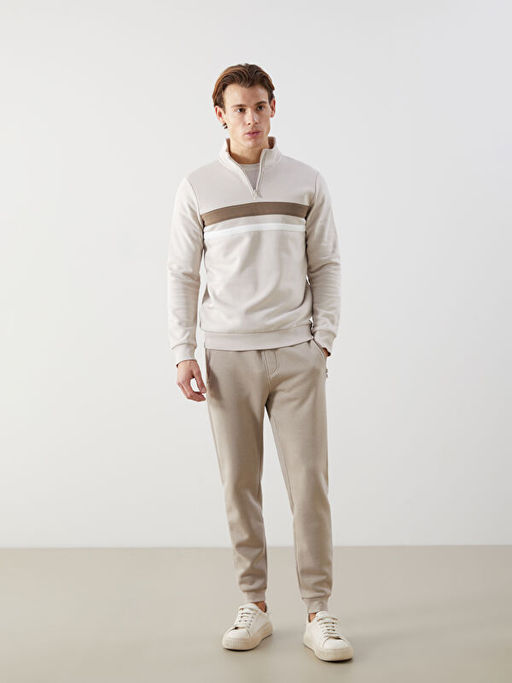 Dik Yaka Uzun Kollu Erkek Kal?n Sweatshirt