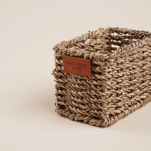 Кашпо SL Home ручного плетения, прямоугольное, солома, 12×8×8.5 см