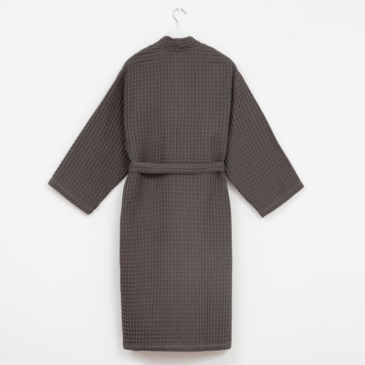 Халат вафельный женский удлинённый Этель «Boho» размер 50-52, цвет светло-серый, 100% хлопок, 290 г/м²