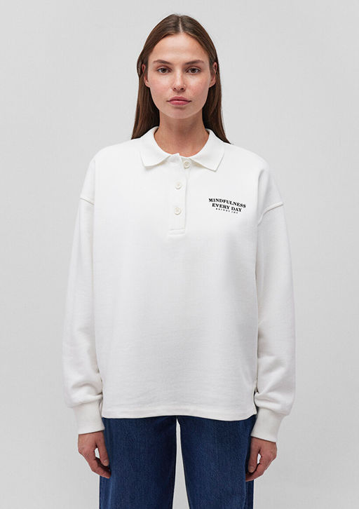 Beyaz Polo Tisort - Mavi фото 4