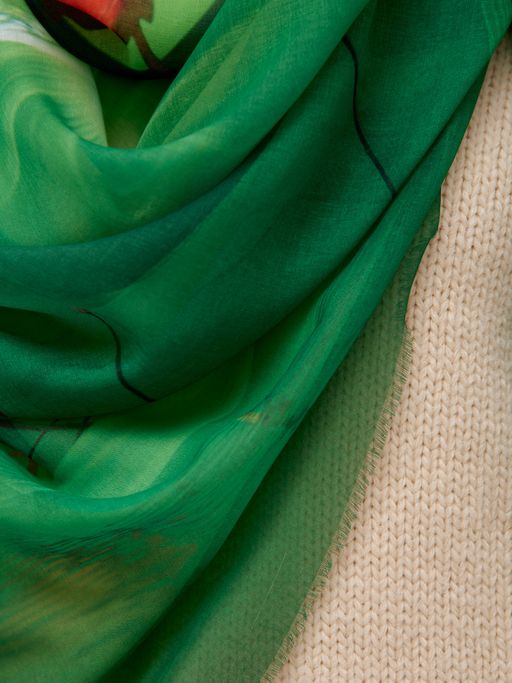 Большой, красивый двусторонний платок с рисунком в стиле арт-декои необычной текстурой ткани - Tantino фото 7