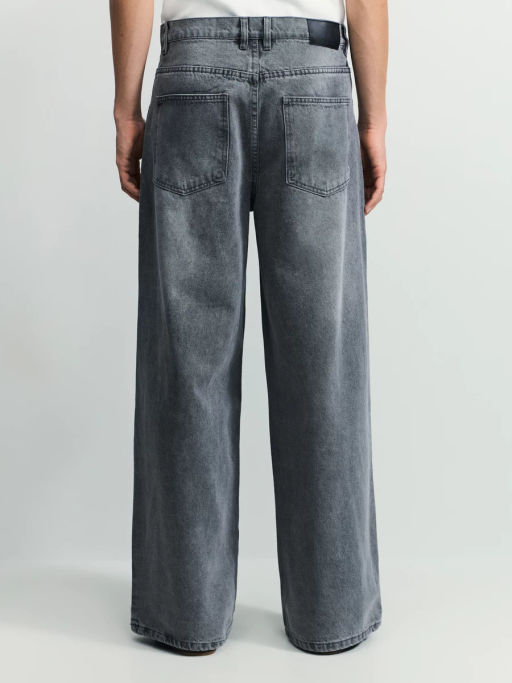 Джинсы wide leg с эффектом стирки / Zarina  фото 4