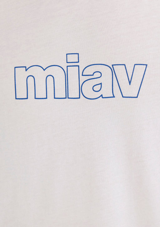 Miav Bask?l? Oversize Beyaz Ti??rt - Mavi фото 7