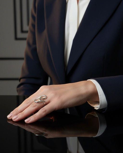 Кольцо с белым серебрением