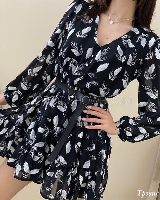 Платье Трэвис (чёрный с серым принтом) - Nadi bordo фото 2